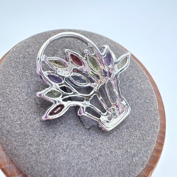 VTG Sterling Silver 925 Multi-Gemstone Flower Basket Pendant Size 0.75" Length - Picture 5 of 11